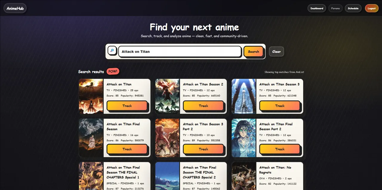 AnimeHub anime detail page