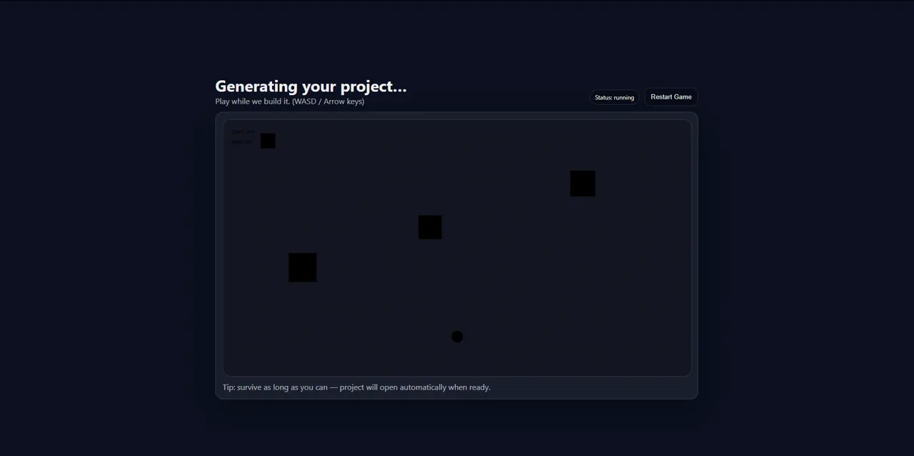 Random Project Generator settings screen
